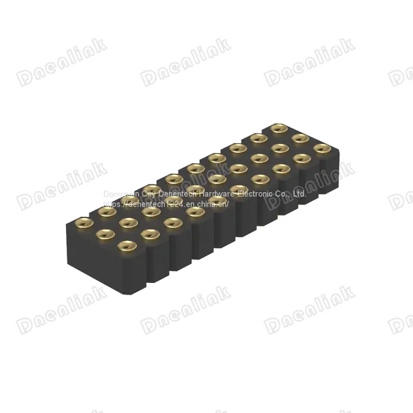 Dnenlink 3.00mm Pitch Triple Row H4.0mm Concave Contact Straight Female Header SMT Type PogoPin Header photo-3