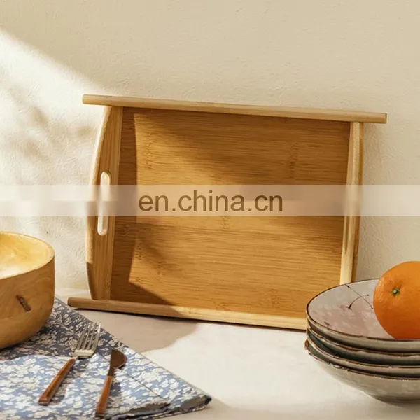 Wholesale Good Quality Custom Square Wooden Serving Tray Breakfast Storage Tray With Cut Out Handles photo-5