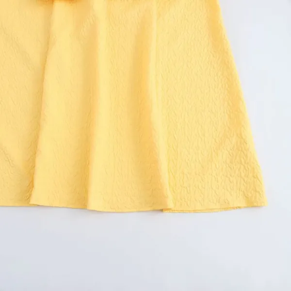 New Women's Solid Color Pullover Square Neck Sleeveless Textured Camisole Mid Length Dress photo-4