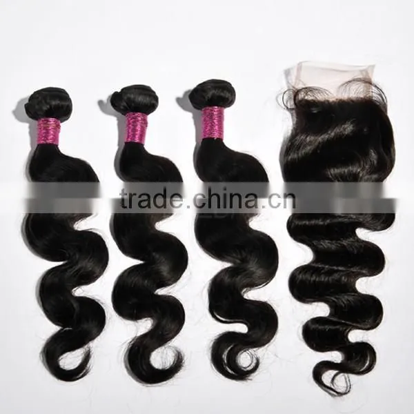 3 Bundle Brazilian Hair With Cheap Lace Front Swiss Silk Base Lace Closure Bangs Lace Closure photo-2