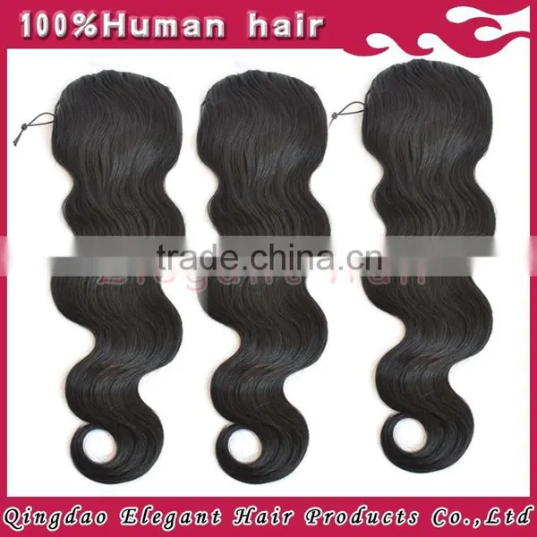 Indian Remy Hair Drawstring Ponytail With Clip, Wrap Around Human Hair Ponytail photo-3