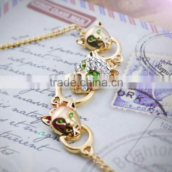 18k Real Gold Plated Austrian Rhinestone Crystal Elements Luxury Leopard Head Jewelry Bracelets photo-3