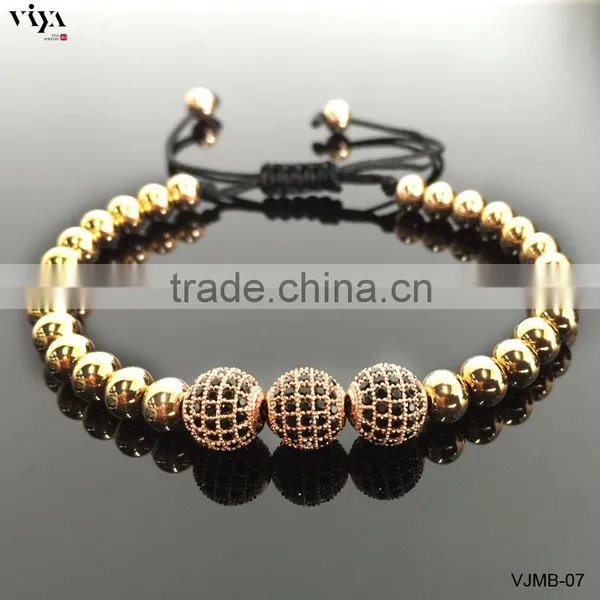 Macramen Beads Bracelet Stainless Steel Micro Pave HQ PVD Plated No Color Lose Blue CZ AAA Grade Stones photo-4