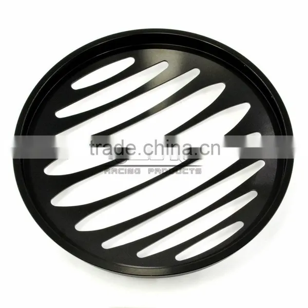 BJ-HGC-002 CNC Aluminum 7" Black Motorcycle Headlight Grill Cover For Harley photo-3