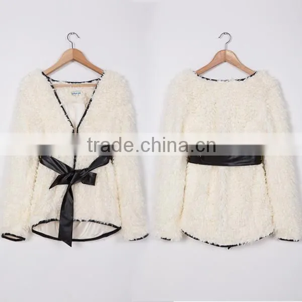 Wholesale New Style White And Long Winter Fashion Women Coat With Belt photo-6