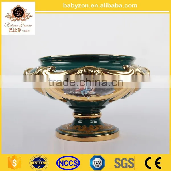 2016 Unique Ingenious Luxury Marble Green 17 "ceramic Decor Vase With Gold photo-2