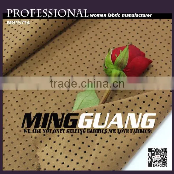 China Direct Factory 2016 Fashion Faux Suede Punching Fabric 95% Polyester 5% Spandex for Ladies Jacket,ladies Dress photo-3