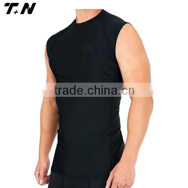 Custom Made Sleeveless Rash Guard, Rash Vest, Compression Gym Vest Black