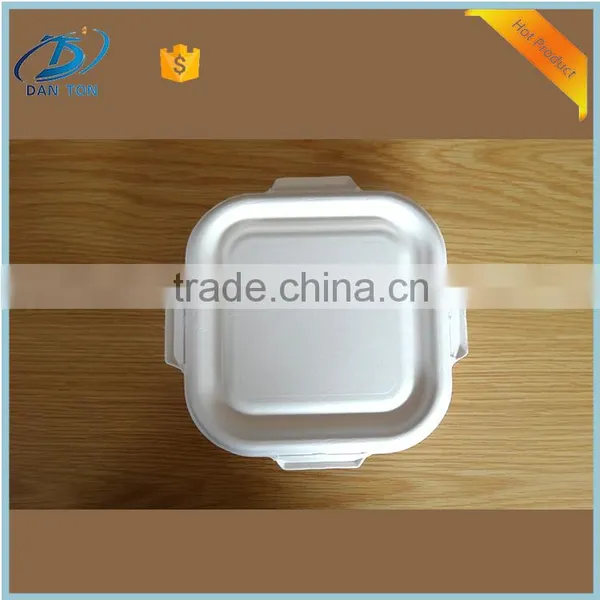 Fluting Lidded Disposable Quadrate Paper Pulp Lunch Box photo-3