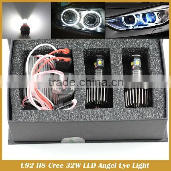 32W E92 H8 White HID Xenon 6000k Angel Eyes Halo Ring LED Light E90 E93 X5 photo-5
