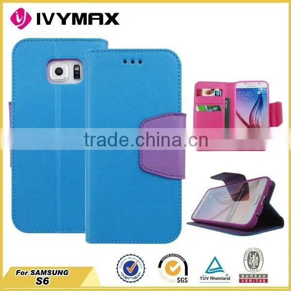 IVYMAX Book Style Stand Wallet Leather Flip Cover Phone Case for Samsung Galaxy S6 photo-3