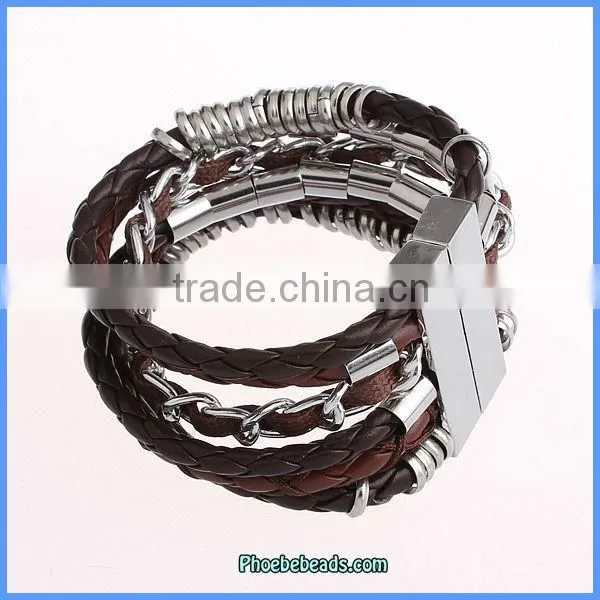 Wholesale 2013 Hot Sale Brown Color Leather Brazilian Style Bracelets FHB-001B