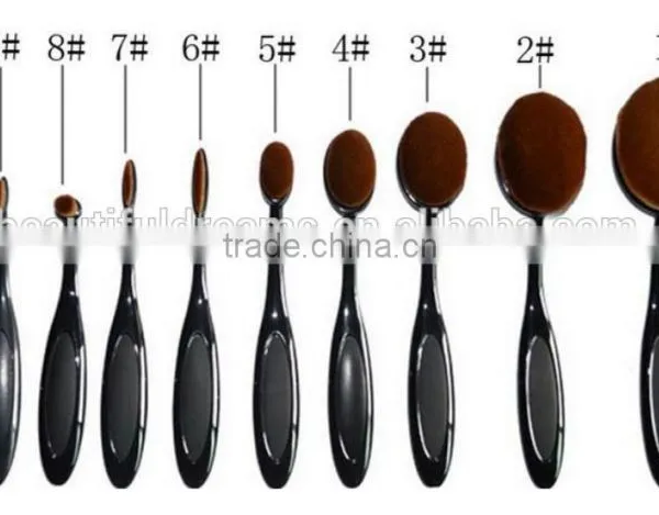10 PCS Oval Makeup Brushes Set Synthetic Hair Professional / Full Coverage Plastic Face / Eye / Lip MAKE-UP FOR YOU 10 PCS O