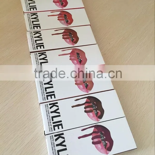 2016 New Arrived Hot Lip Gloss With Pencil Lip Liner Lipstick Kylie 8 Colors Wholesale Matte Branded Beauty Makeup