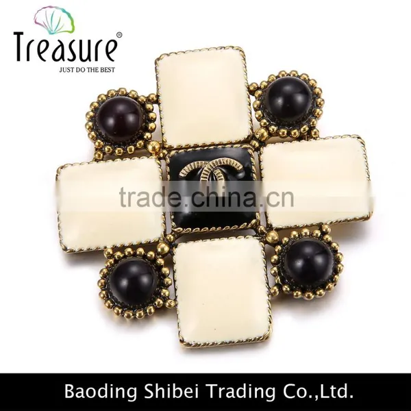2015 Latest New Design Brand White Square Oil Drop and Black Plastic Balls Fashion Brooch Wholesale Quality Choice photo-2