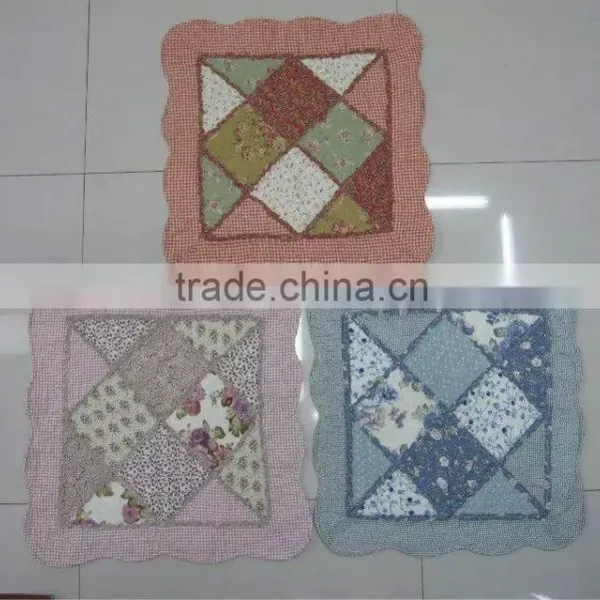 Shabby Chic Blue Patchwork Floral Cushion Covers Cotton 18" photo-2