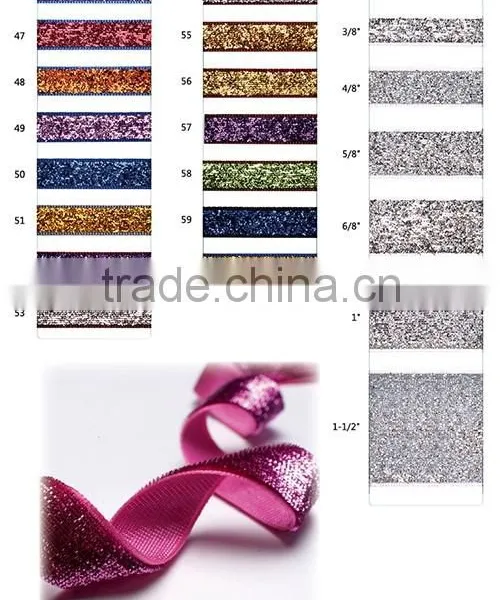 Sparkly Glitter Metallic Velvet Ribbon for Elastic Hair Band photo-4