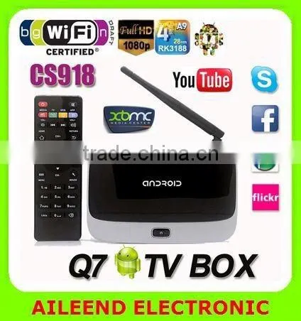 Quad Core Rk3188 XBMC Android 4.4 Wifi Bluetooth CS918 TV BOX Haho tv Box