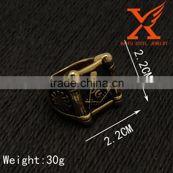IN Stock Mens Masonic Ring Stainless Steel Classic Vintage Master 14K Black Gold Biker Rings Most Popular photo-2