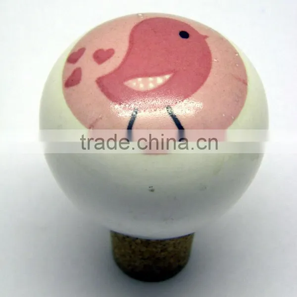 Image Artwork Sticker Ceramic Bottle Stopper With Cork Attachment