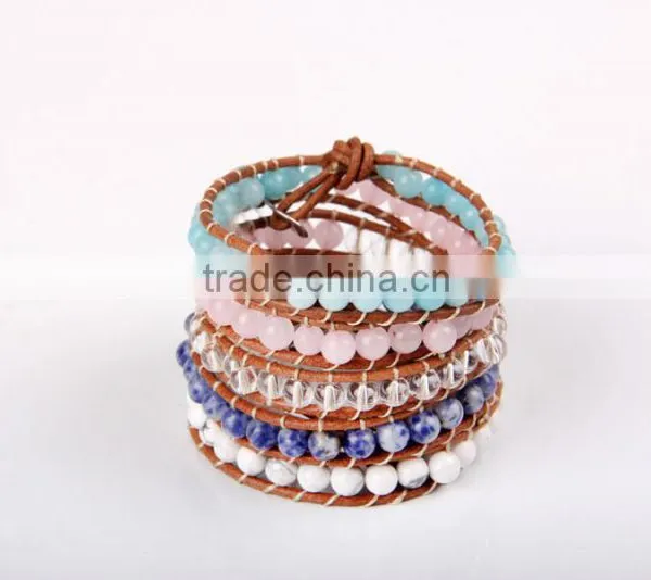 Five Laps the Latest Popular A Turquoise of Agate Powder Natural Stone Bracelet Women photo-2