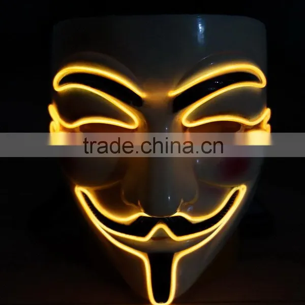 EL Wire V For Vendetta Mask / EL Light Party Mask / EL WIRE Halloween Masquerade Face Mask photo-4