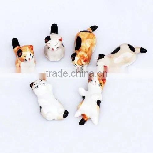 Cute Hand Made Chinese Ceramic Cartoon Cat, Panda, Rubblit & Dog Pattern Chopsticks Rest Knife Fork Holder photo-2