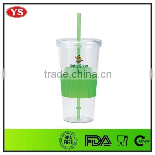 24oz Single Wall Plastic Drinking Mug With Lid and Sleeve photo-4
