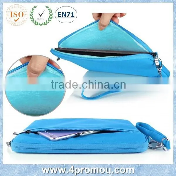 Canvas Zipper Tablet Bag Handbag Laptop Sleeve for Student Blue photo-3