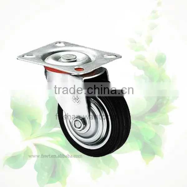 5 Inch Zinc Blacket Black Rubber Fixed Caster For Furniture Wheel photo-2