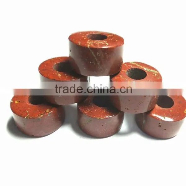 Natural Red Jasper Smooth Handmade Big Hole Tyre Beads