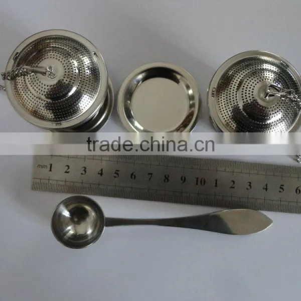 YS Factory Loose Leaf Tea Stainless Steel Strainer (Set of 2) With Tea Scoop and Drip Trays, Medium photo-2
