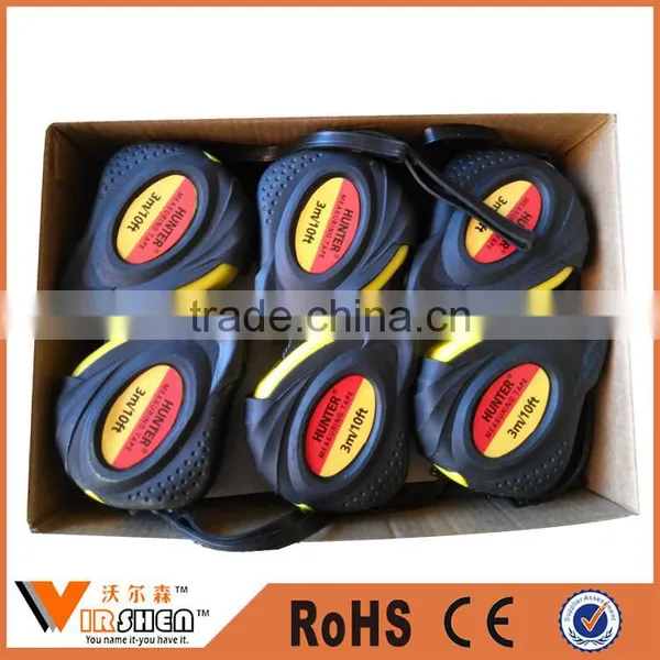High precision auto lock rubber cover 5m steel measuring tape in china