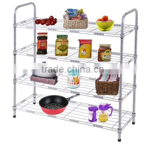 Metal Wire Kitchen Rack With 4 Wheels, Kitchen Storage Rack Trolley Cart photo-5