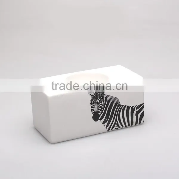 High Quality Zebra and Beer Rectangle Ceramic Candle Holder photo-4