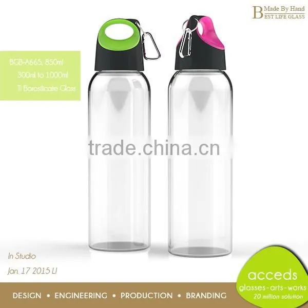 Colorful Handmade Borosilicate Glass Running Water Bottle BPA Free photo-5