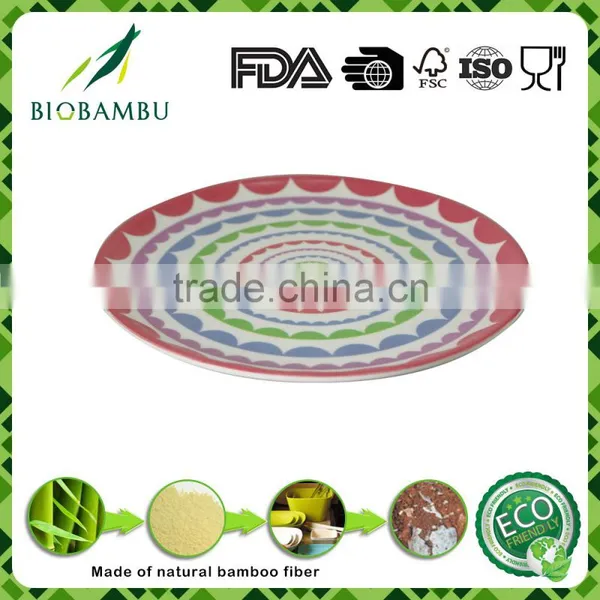 Colorful Decal Design Good Capacity Bamboo Fiber Dinner Set photo-4