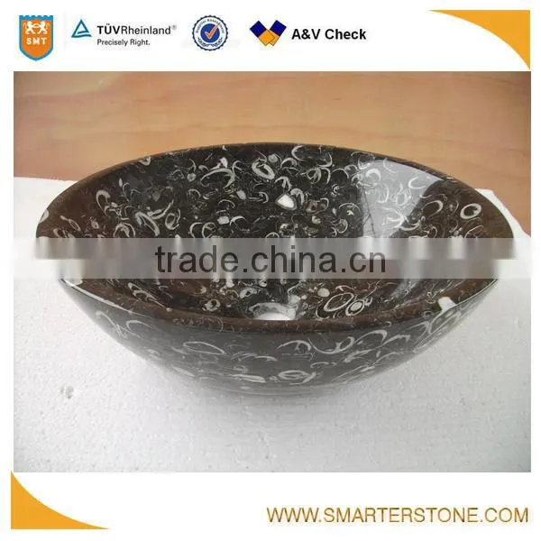 Nero Marquina Marble Bowl Sinks Polished for Bathroom photo-4