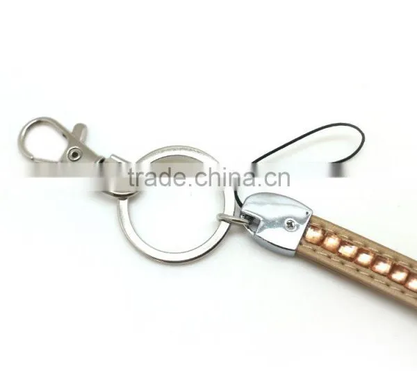 Champagne Promotion Gift PU Leather Key Chain With Crystal Gem, Swivel Snap Hooks, Key Ring Accembly, Acrylic Gem Key Chain photo-2