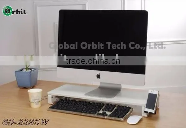 Monitor Computer Stand With USB Hubs & Plug, Tempered Glass photo-2