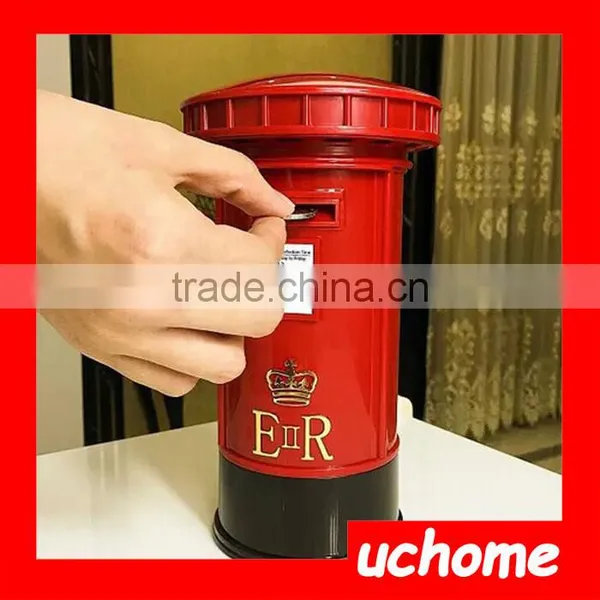 UCHOME Creative Souvenir British Red Mailbox Shape Money Saving Piggy Bank Pot photo-2