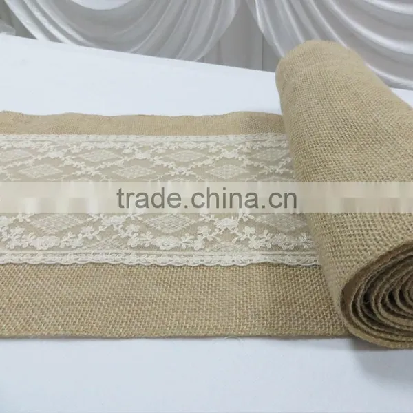 Burlap and Lace Table Runner Hessian Table Runner for Rustic Wedding Decoration photo-4