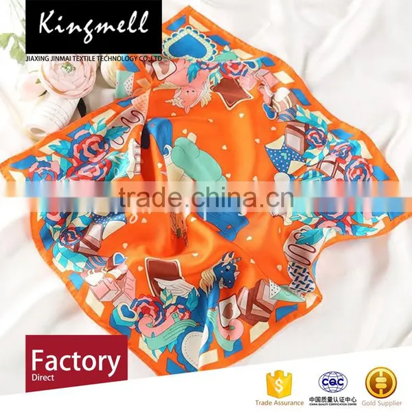 Wholesale Women's Digital Printing Silk Scarf Square Scarf photo-2
