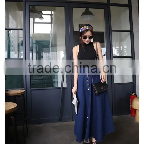 2017 New Fashion Ladies Long Denim Skirts Long Jeans Skirts photo-6