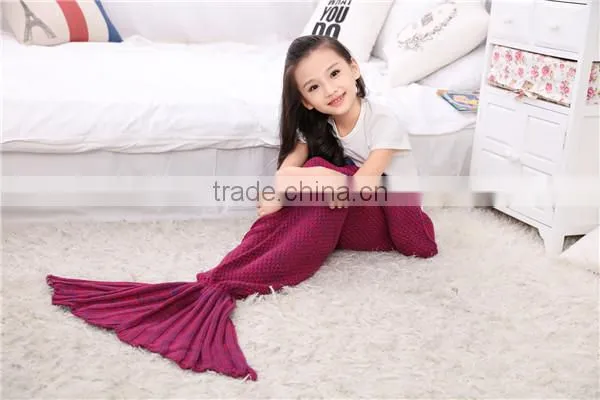 Bulk Wholesale Hotsale Acrylic Children Blankets Mermaid Tail Blanket photo-5