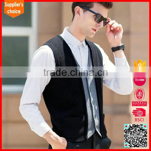 Hot Selling Deep v Neck Vest Hand Knitted Button Front Sweater Vest photo-2
