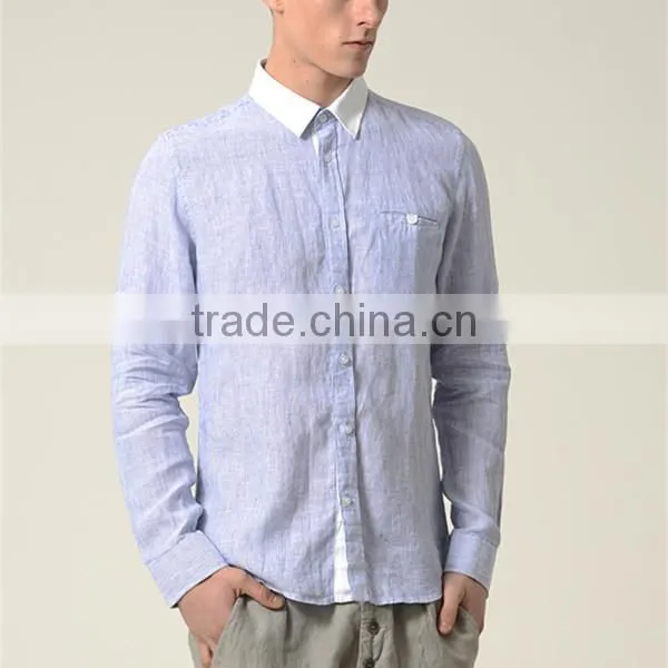 OEM Fashion Hemp T Shirts for Man Long Sleeve With Button Design