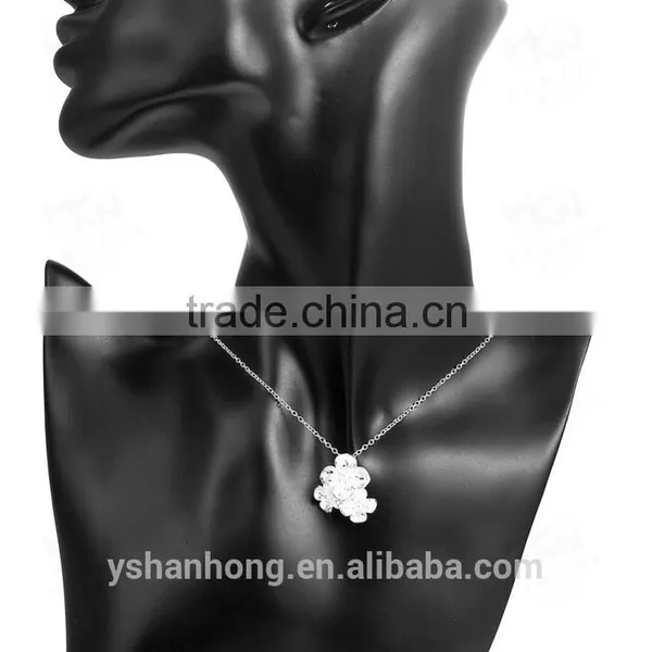 Fashion 925 Silver Flower Pendant Necklace photo-3