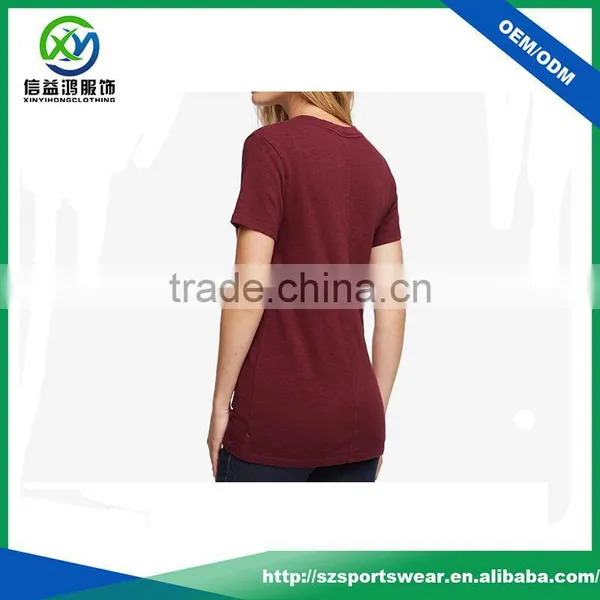 Latest Shirt Designs for Women With Red Color Bamboo T-shirts Wholesale, Bamboo Clothing With Your Logo photo-2