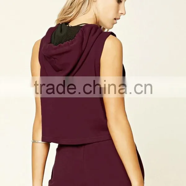 Fashion Sleeveless Tops Outwear Sweatshirt Women Slim Fit Hoodie photo-2